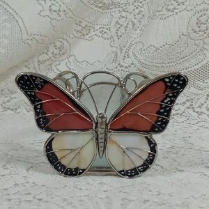 Vintage Butterfly Stained Glass Candle Holder